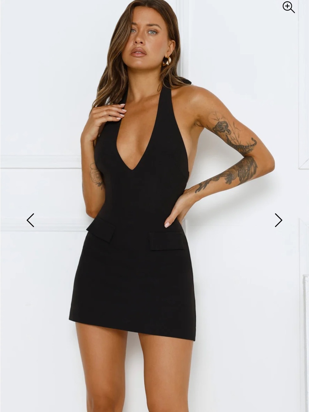 Hello Molly Black Halter Mini Dress with Deep V